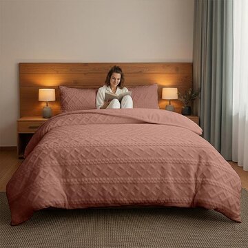 Zydante Jacquard Teddy - Peach Pink Dekbedovertrek