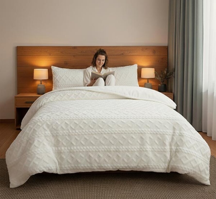 Jacquard Teddy - Whisper White Dekbedovertrek