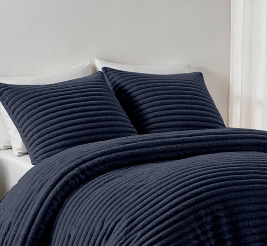 Rib Teddy - Midnight Blue Dekbedovertrek
