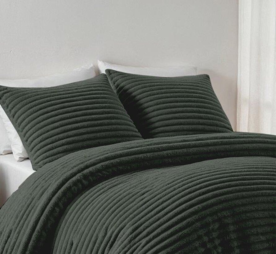 Rib Teddy - Garden Green Dekbedovertrek