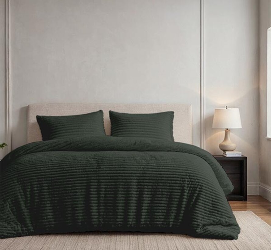 Rib Teddy - Garden Green Dekbedovertrek