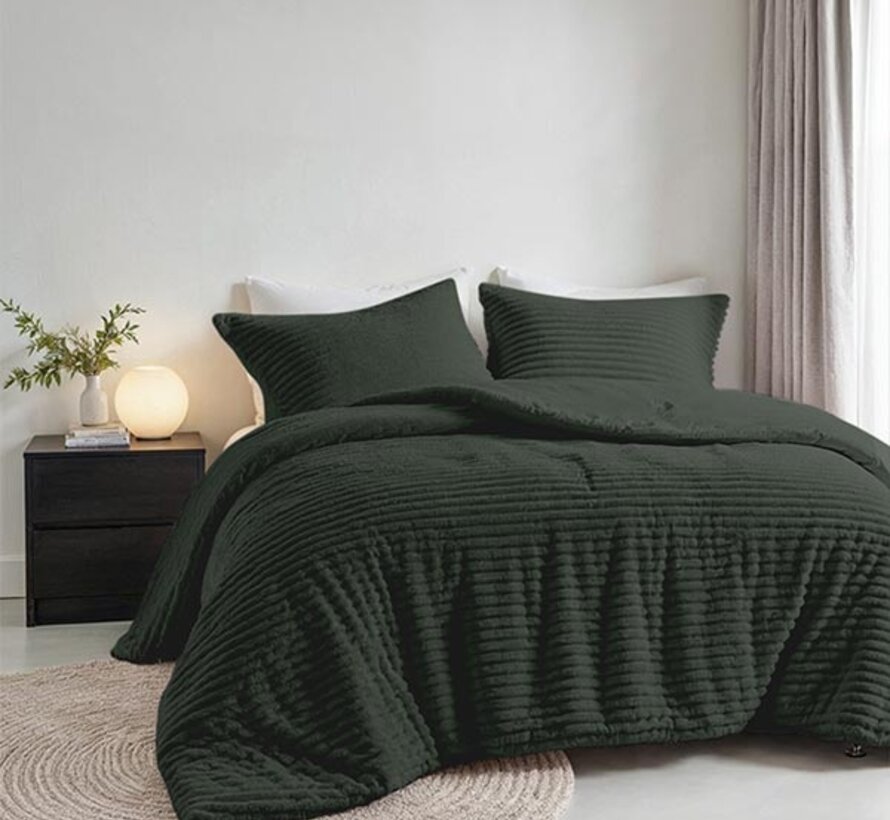 Rib Teddy - Garden Green Dekbedovertrek