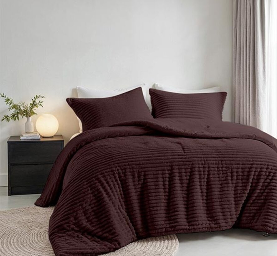 Rib Teddy - Deep Grape Dekbedovertrek