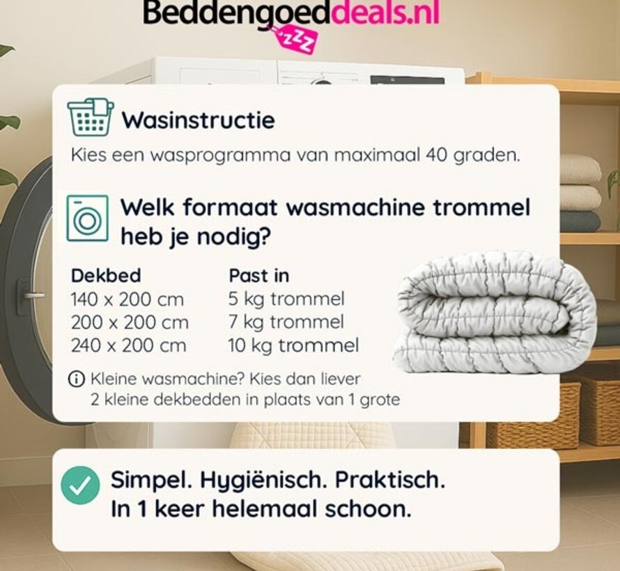 Dekbed Zonder Overtrek - Wit Puffy
