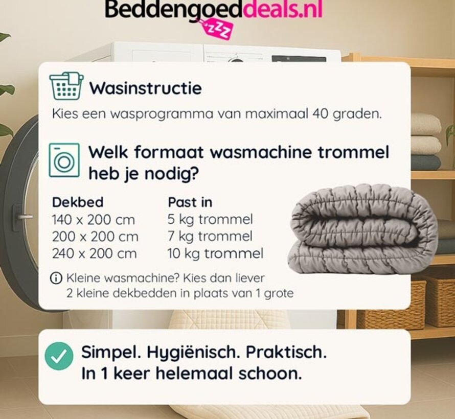 Dekbed Zonder Overtrek - Steengrijs Puffy