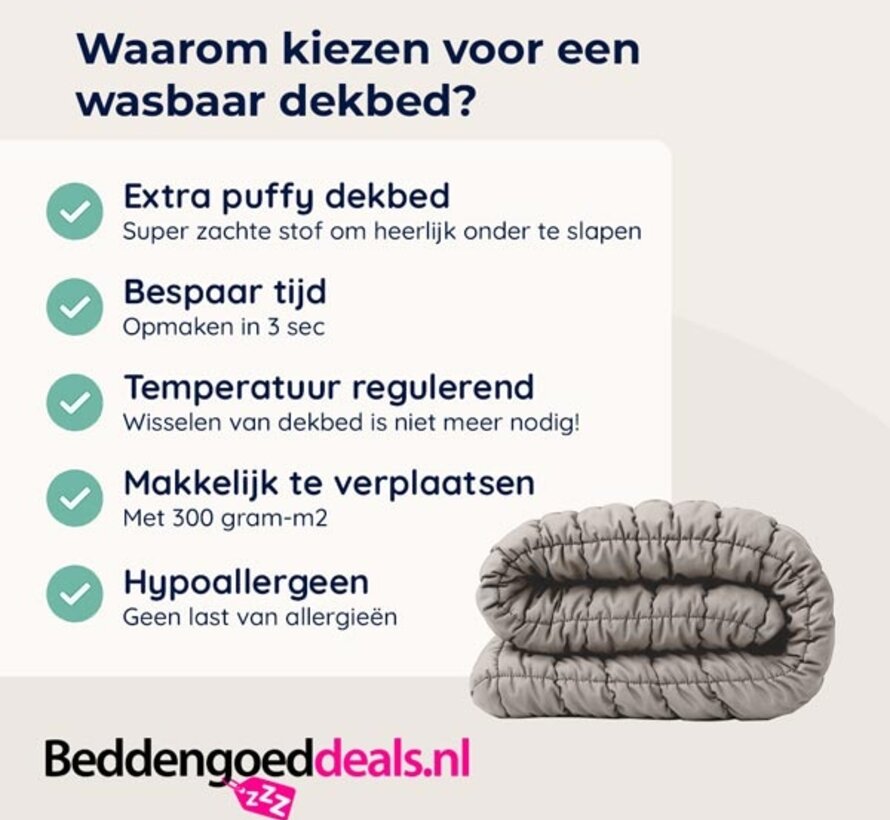 Dekbed Zonder Overtrek - Steengrijs Puffy