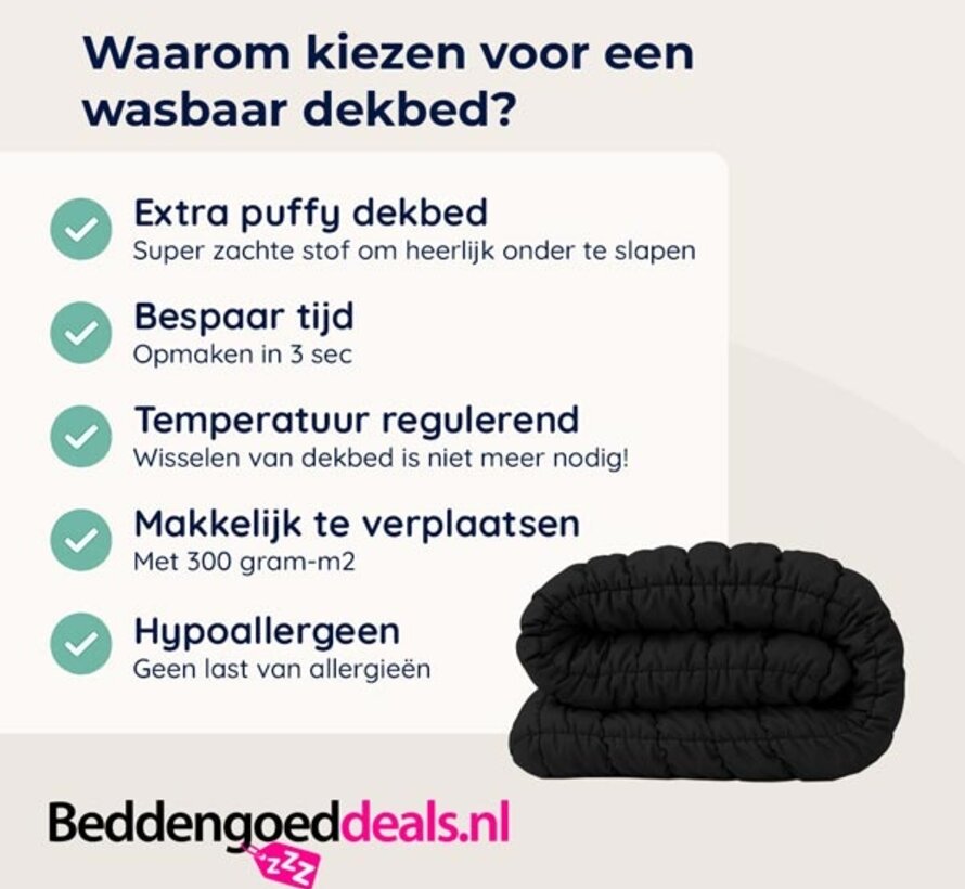Dekbed Zonder Overtrek - Zwart Puffy