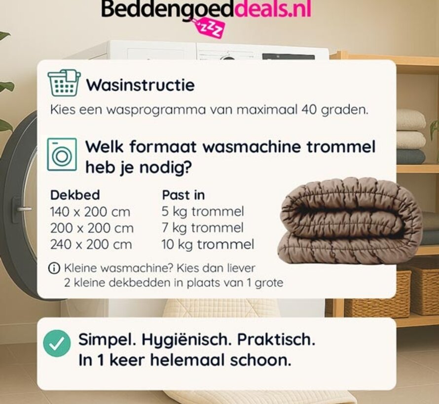 Dekbed Zonder Overtrek - Warm Taupe Puffy
