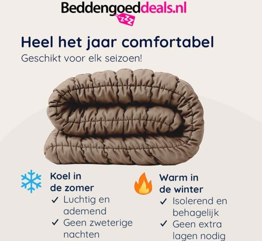 Dekbed Zonder Overtrek - Warm Taupe Puffy