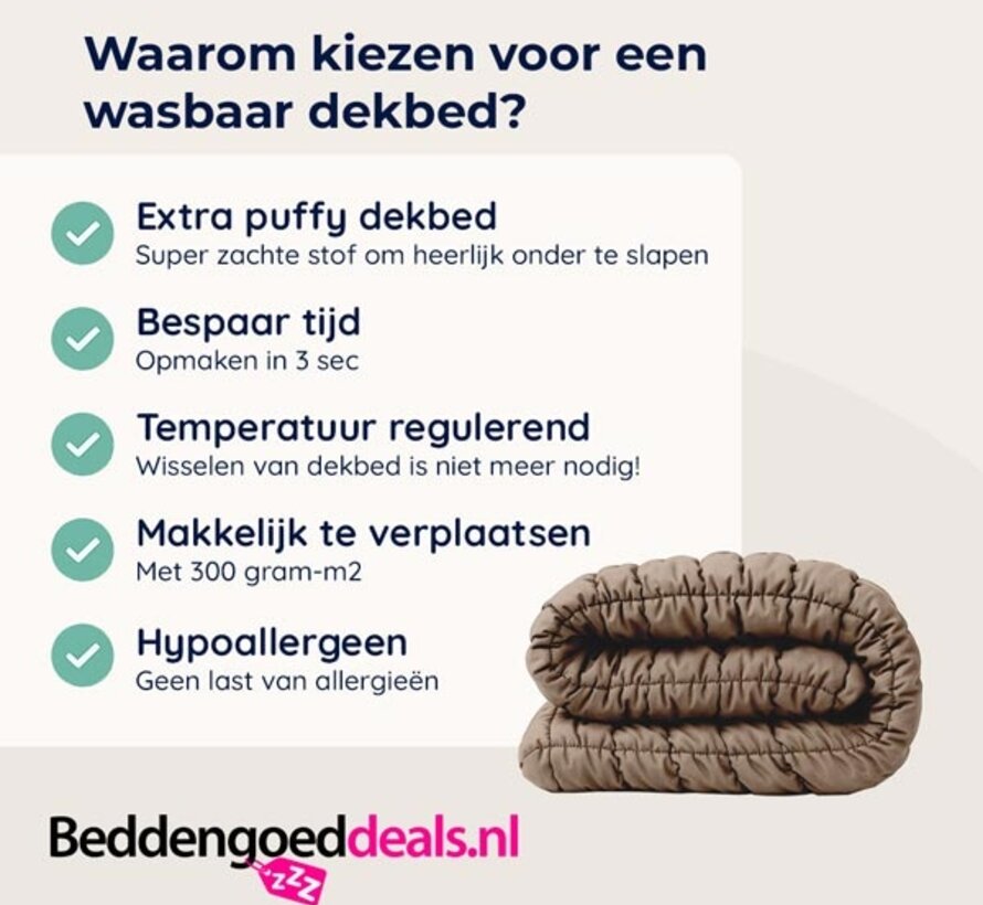 Dekbed Zonder Overtrek - Warm Taupe Puffy