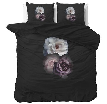 Sleeptime Essentials Deep Flowers - Zwart Dekbedovertrek