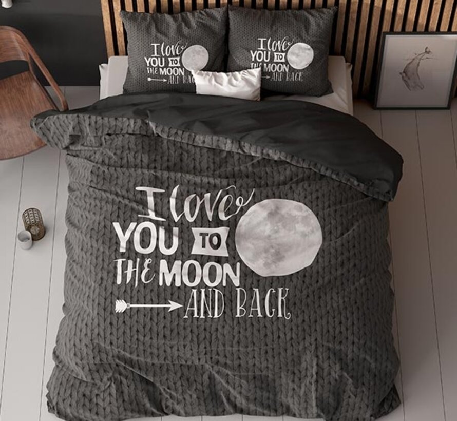 Moon and Back - Antraciet Dekbedovertrek