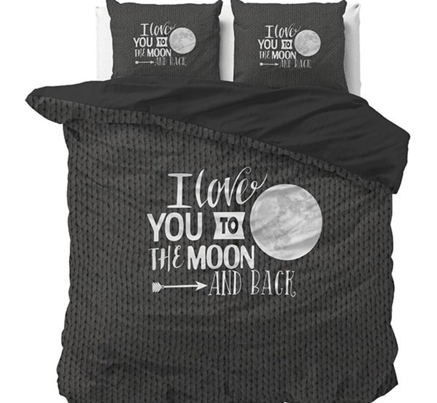 Moon and Back - Antraciet Dekbedovertrek