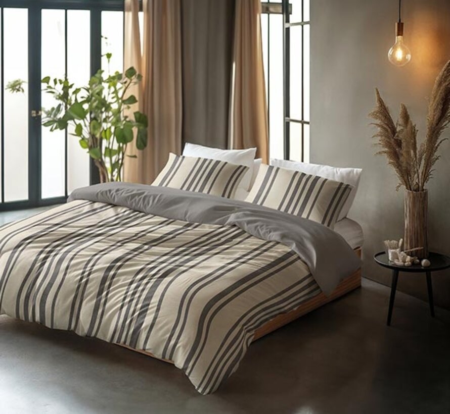 Linear Linen - Zand Katoen Dekbedovertrek