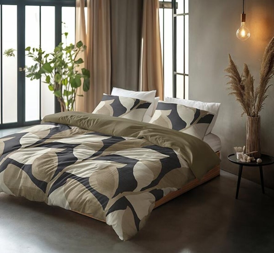 Graphic Garden - Antraciet Dekbedovertrek