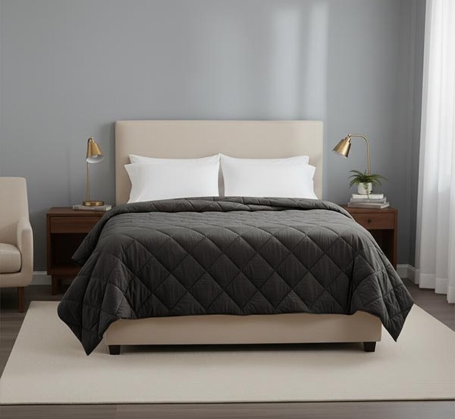 Dekbed Zonder Overtrek - Antraciet Perkaal Katoen