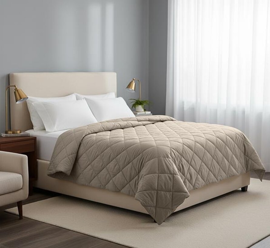 Dekbed Zonder Overtrek - Taupe Perkaal Katoen