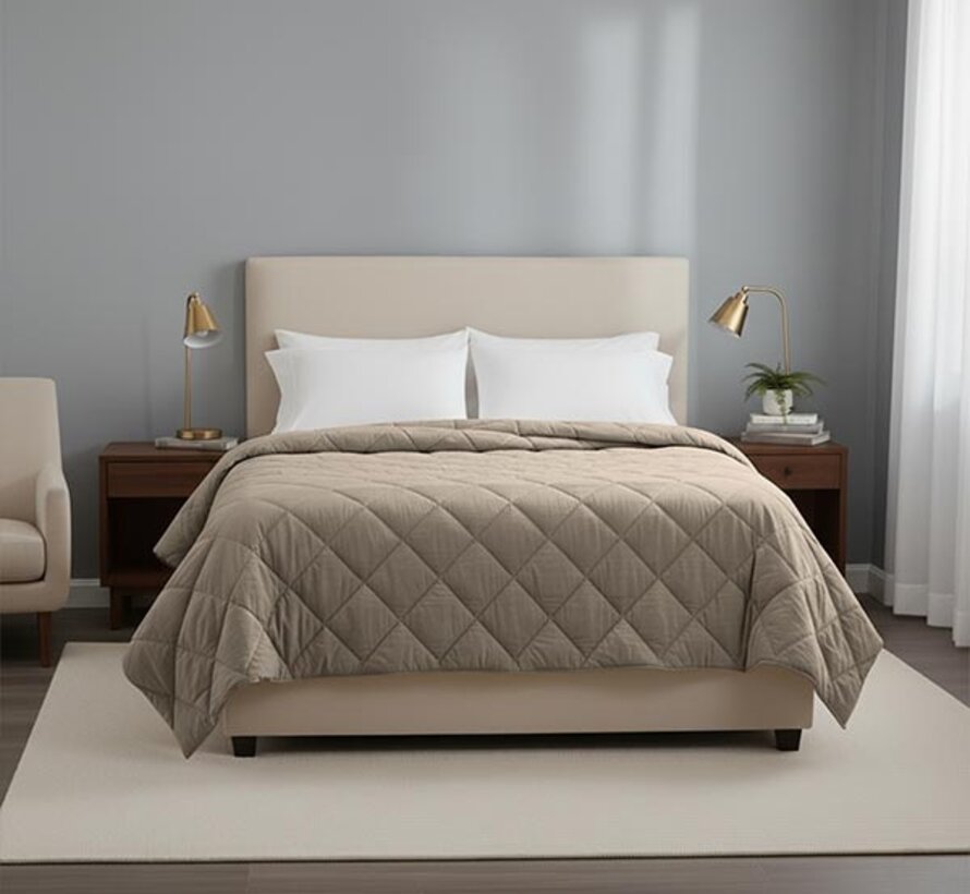 Dekbed Zonder Overtrek - Taupe Perkaal Katoen