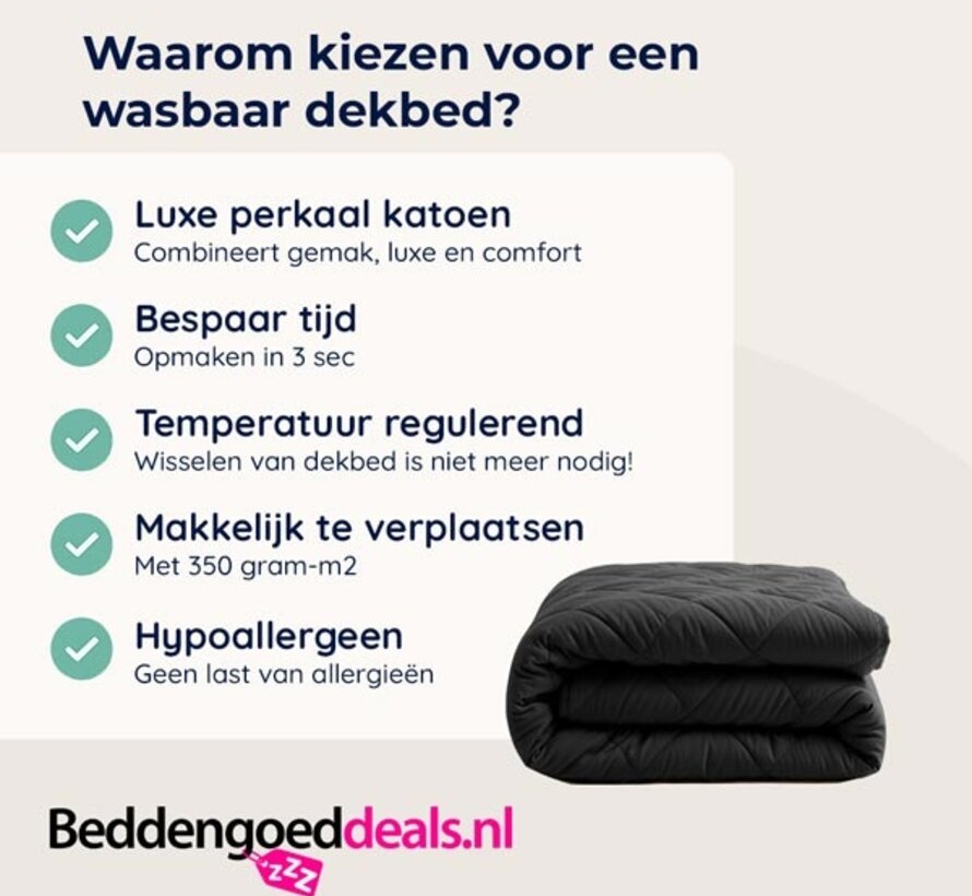 Dekbed Zonder Overtrek - Antraciet Perkaal Katoen