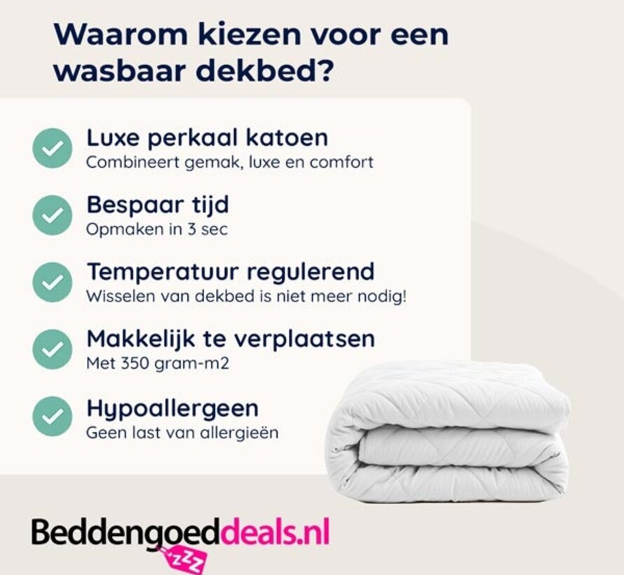 Dekbed Zonder Overtrek - Wit Perkaal Katoen