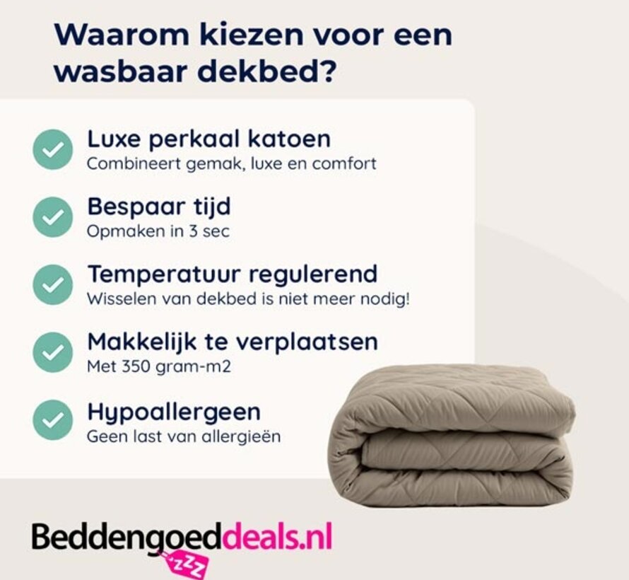 Dekbed Zonder Overtrek - Taupe Perkaal Katoen