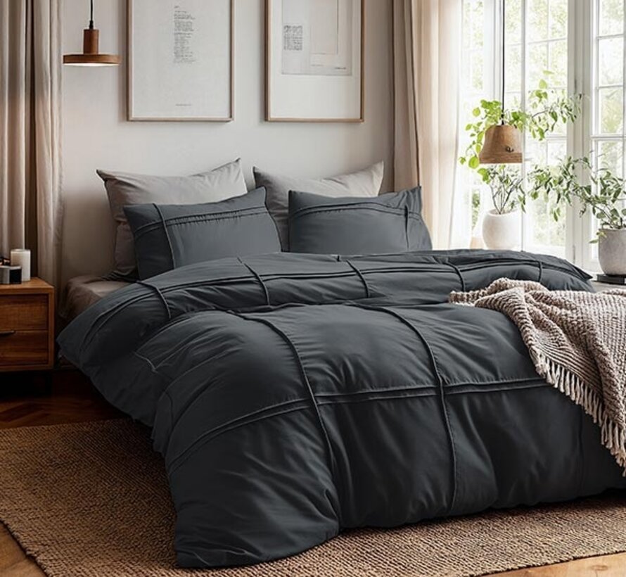Washed Tufted - Antraciet Dekbedovertrek