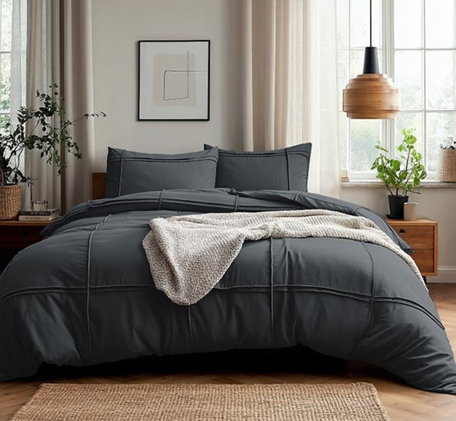 Washed Tufted - Antraciet Dekbedovertrek