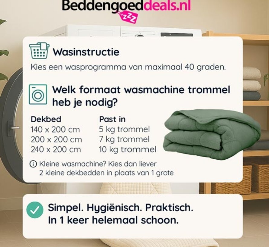 Dekbed Zonder Overtrek - Groen Teddy