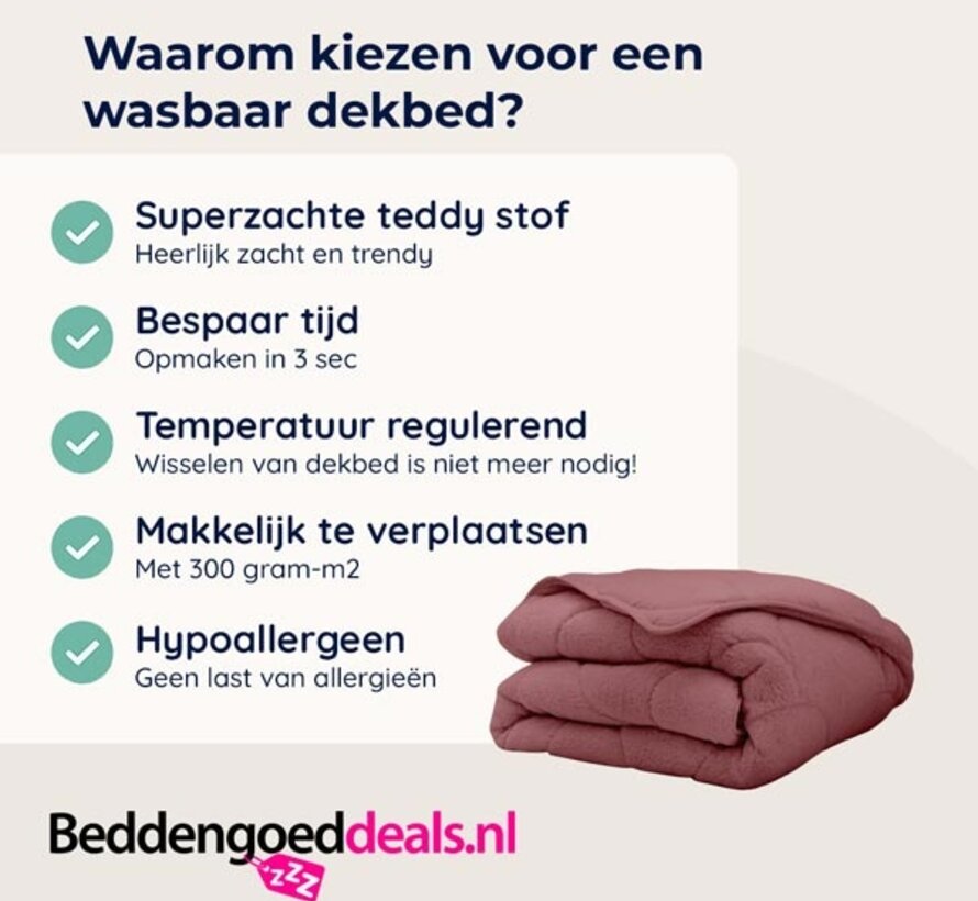 Dekbed Zonder Overtrek - Oud Roze Teddy