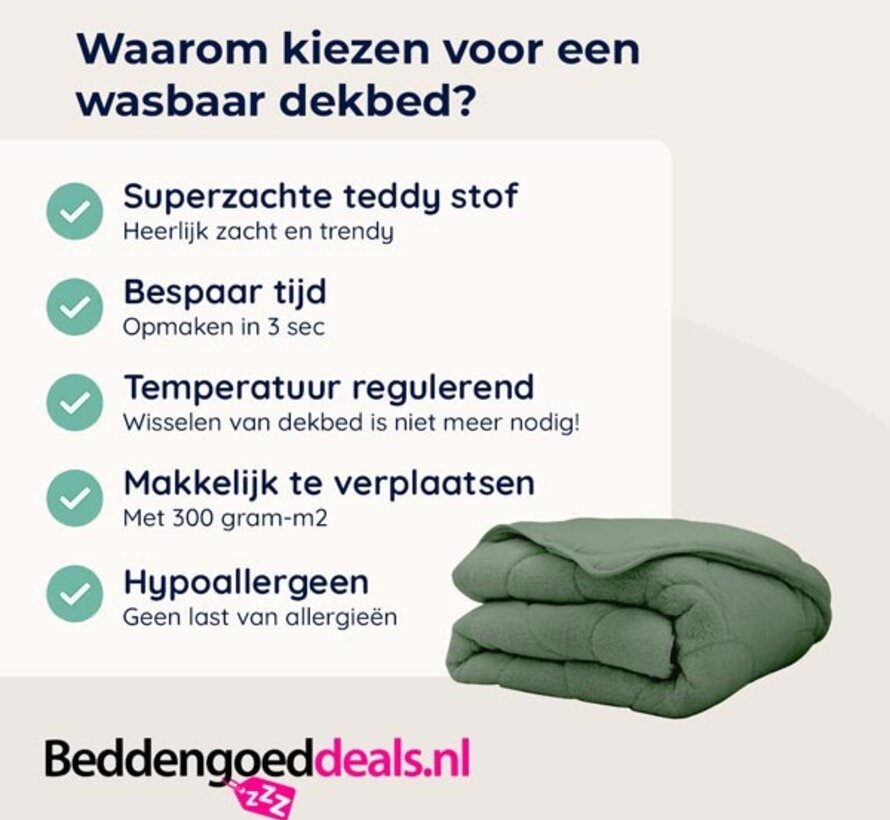 Dekbed Zonder Overtrek - Groen Teddy