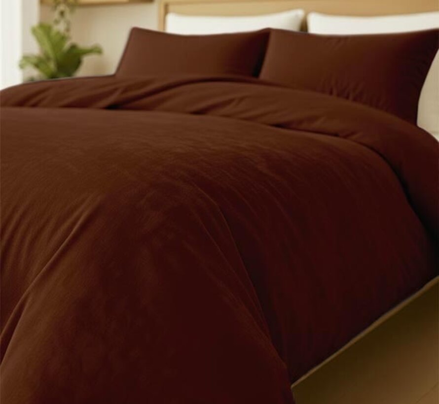 Velvet Coral - Cognacbruin Dekbedovertrek