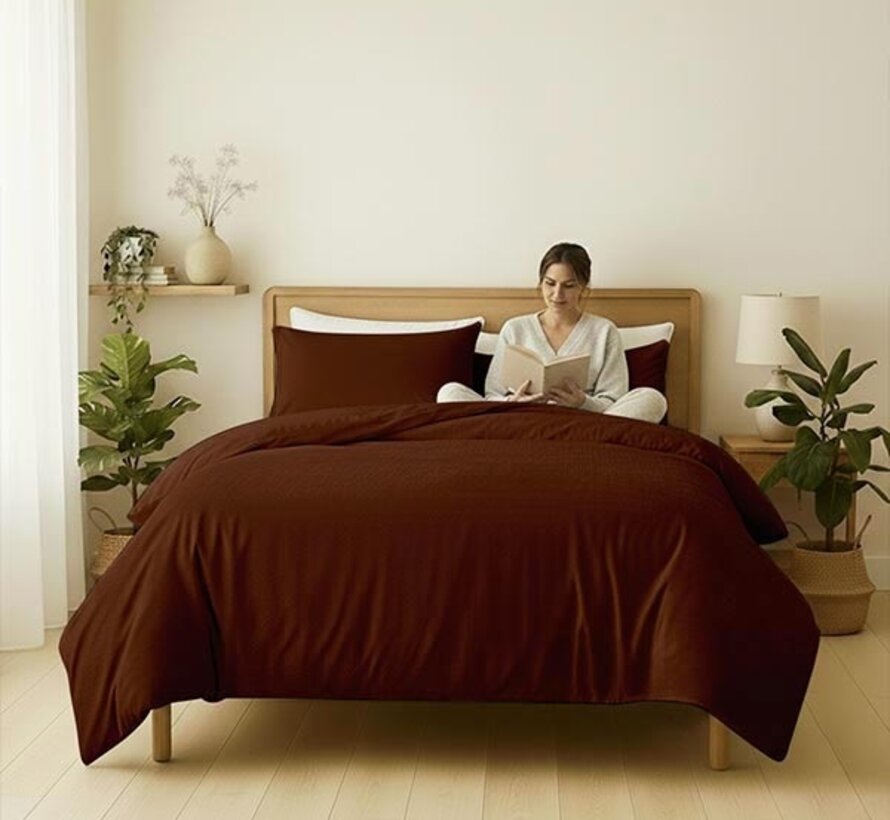 Velvet Coral - Cognacbruin Dekbedovertrek