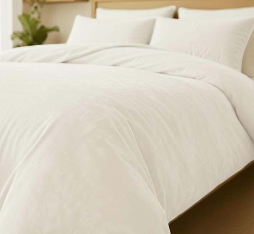 Velvet Coral - Off White Dekbedovertrek