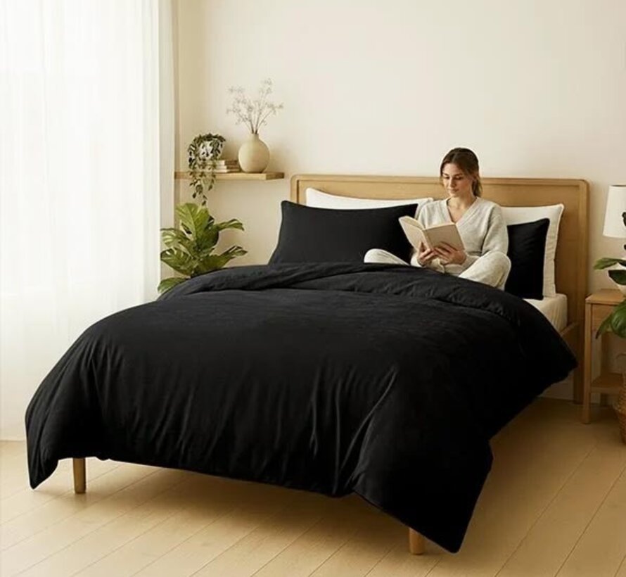 Velvet Coral - Zwart Dekbedovertrek