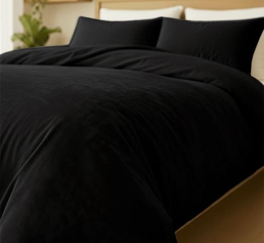 Velvet Coral - Zwart Dekbedovertrek