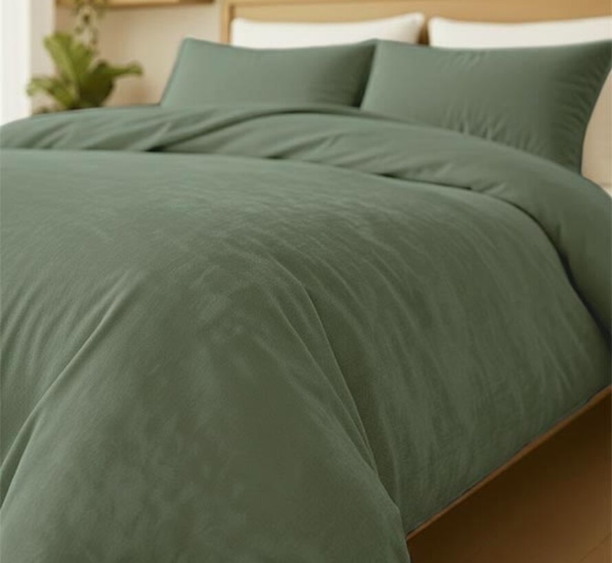 Velvet Coral - Groen Dekbedovertrek