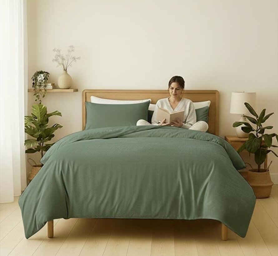 Velvet Coral - Groen Dekbedovertrek