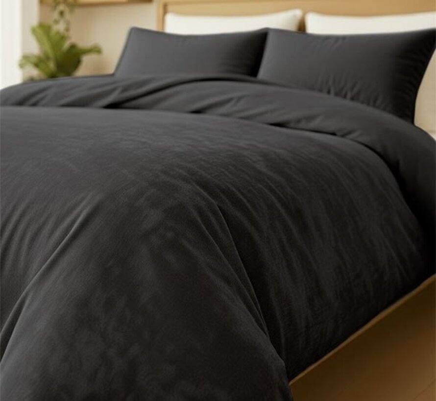 Velvet Coral - Antraciet Dekbedovertrek