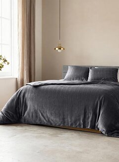 Sleeptime Velvet Lining - Antraciet/Zwart Dekbedovertrek