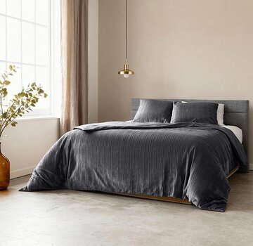 Sleeptime Velvet Lining - Antraciet/Zwart Dekbedovertrek