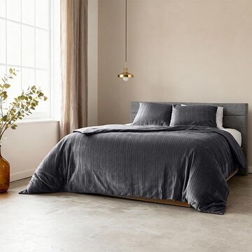 Sleeptime Velvet Lining - Antraciet/Zwart Dekbedovertrek