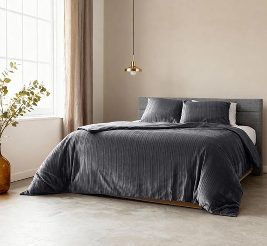 Velvet Lining - Antraciet/Zwart Dekbedovertrek