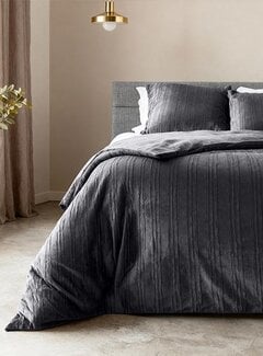 Sleeptime Velvet Lining - Antraciet/Zwart Dekbedovertrek