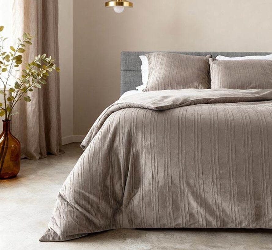 Velvet Lining - Taupe/Grijs Dekbedovertrek