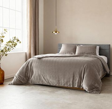 Sleeptime Velvet Lining - Taupe/Grijs Dekbedovertrek