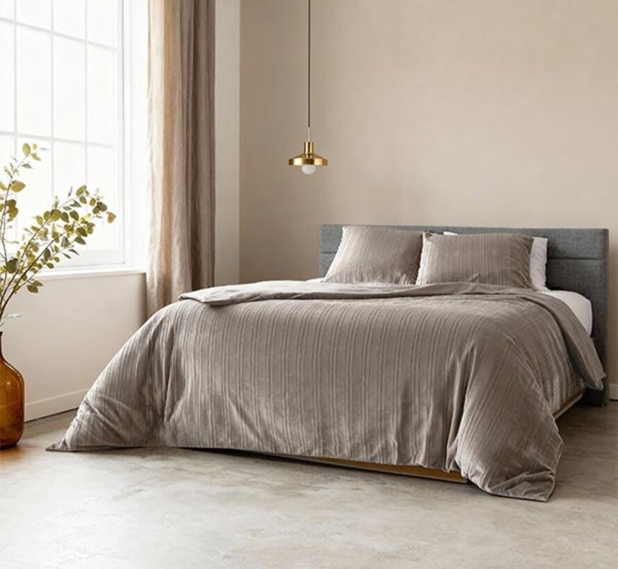 Velvet Lining - Taupe/Grijs Dekbedovertrek