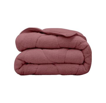 Whitelabel Dekbed Zonder Overtrek - Oud Roze Teddy