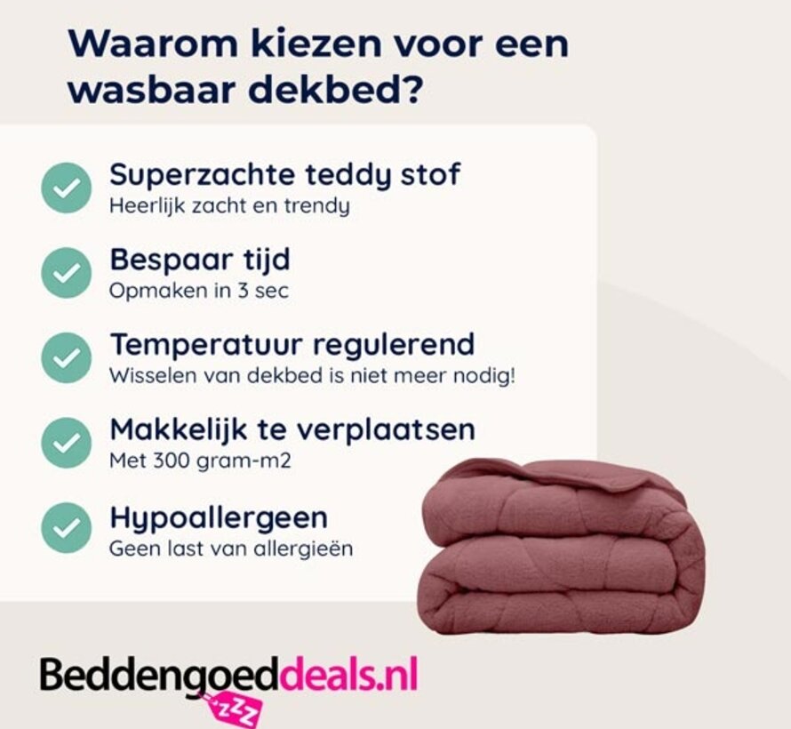 Dekbed Zonder Overtrek - Oud Roze Teddy