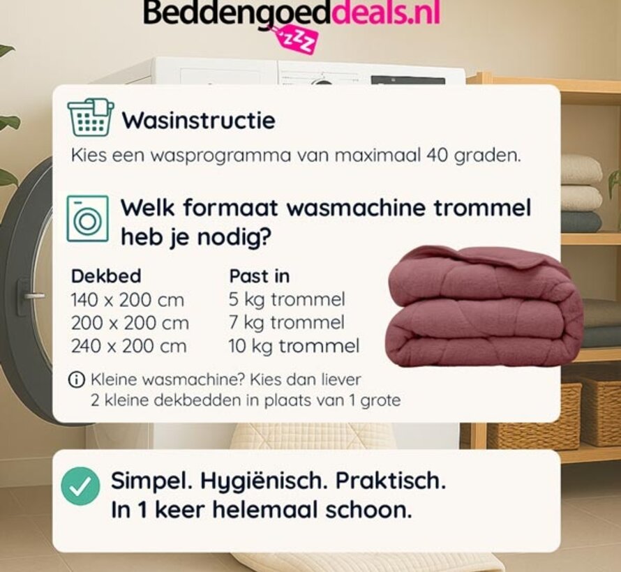 De Linde Home Dekbed Zonder Overtrek 220x240 Cm - Zacht Teddy Roze 4-Seizoenen Lits-Jumeaux