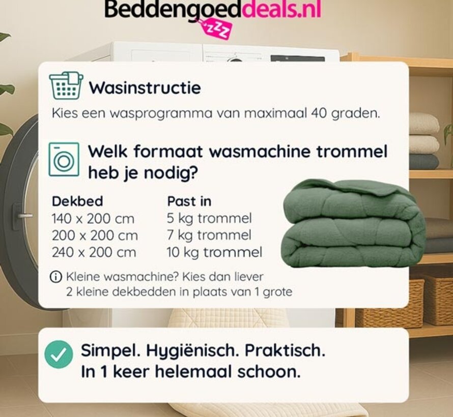 Dekbed Zonder Overtrek - Groen Teddy